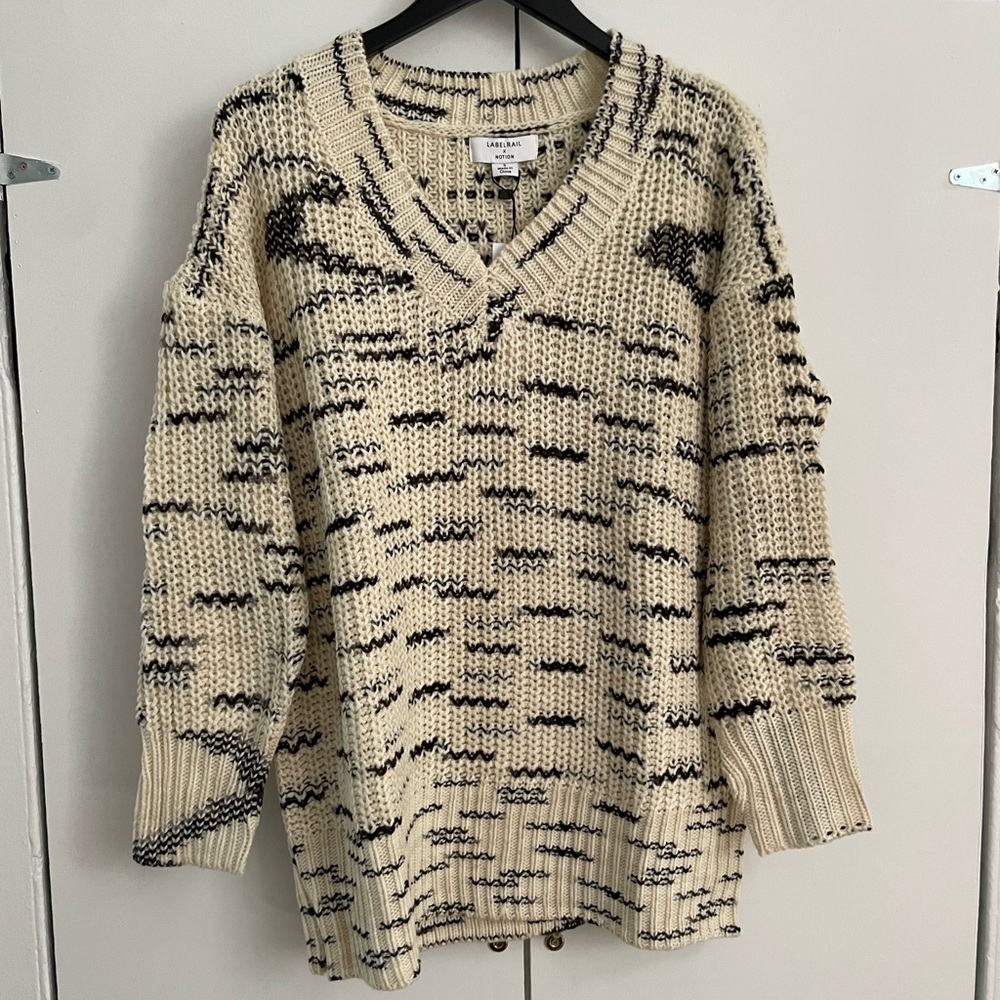 Labelrail x Notion unisex oversized interest knit sweater in cream fleck
